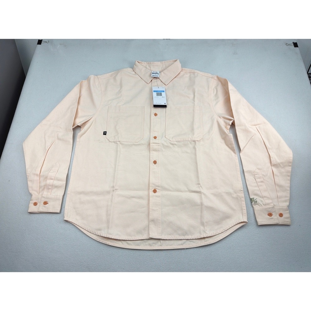 Nike SB Mens Loose Fit Canvas Button Up Shirt Peach FV7345-838 Medium NWT